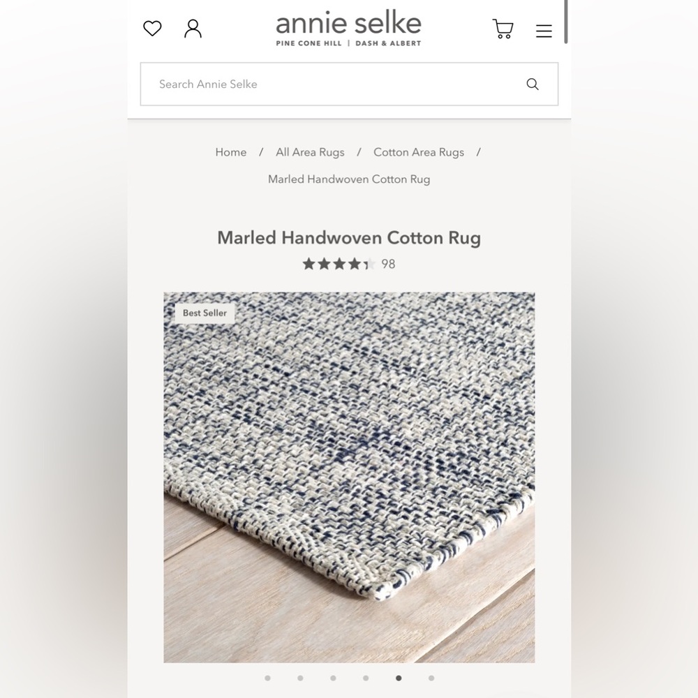 Annie Selke Marled Handwoven Cotton Rug: Indigo - Picture 2 of 8